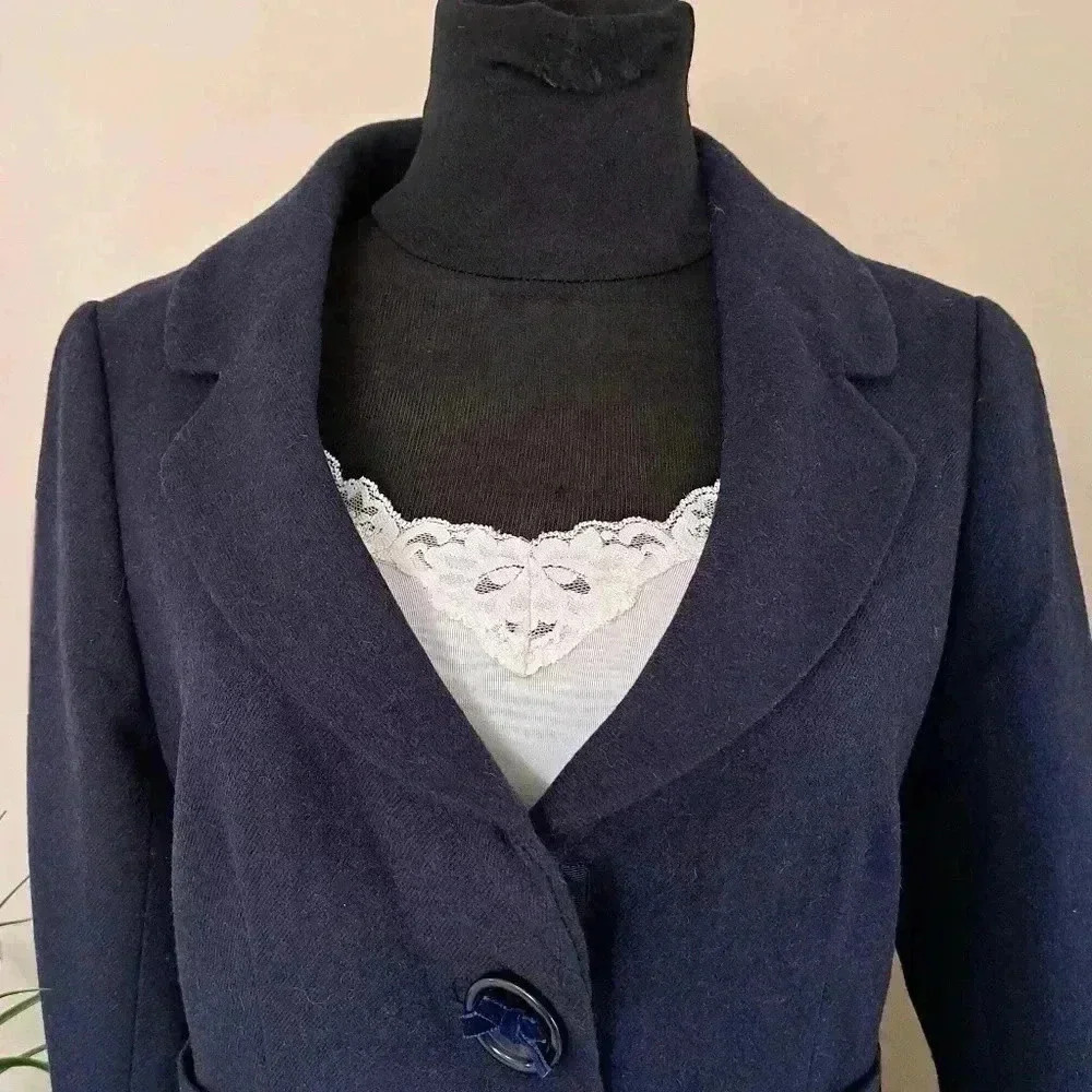 ❤️ Joe Fresh Navy Blue Wool Blend Women's Blazer Size 4 - Picture 8 of 10